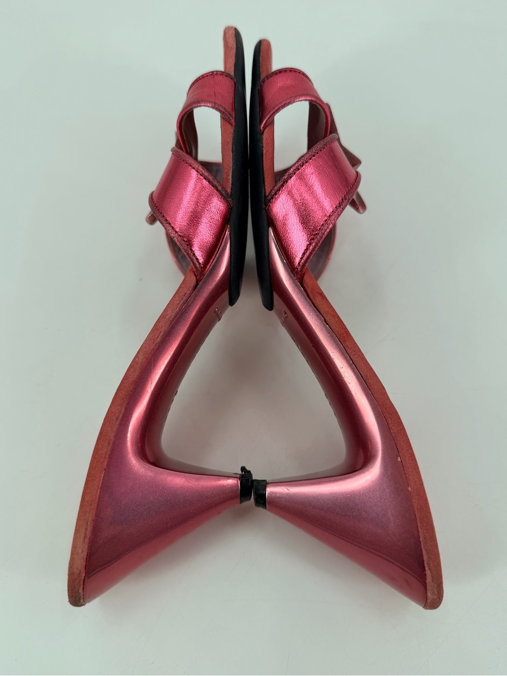Vintage Y2K Marc Jacobs 2005 Pink Barbie Star Metallic Kitten Heel Sandals 9 - Picture 5 of 9
